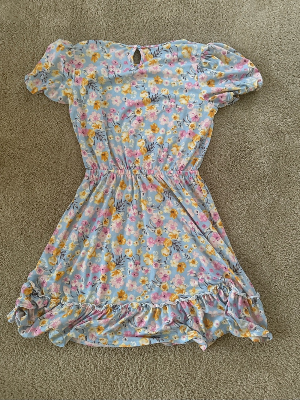 BCBG Girls' Light Blue Floral Ruffle Dress